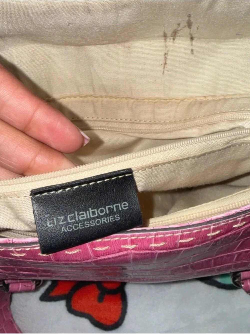 Vintage Liz Claiborne Faux-Croc Shoulder Bag